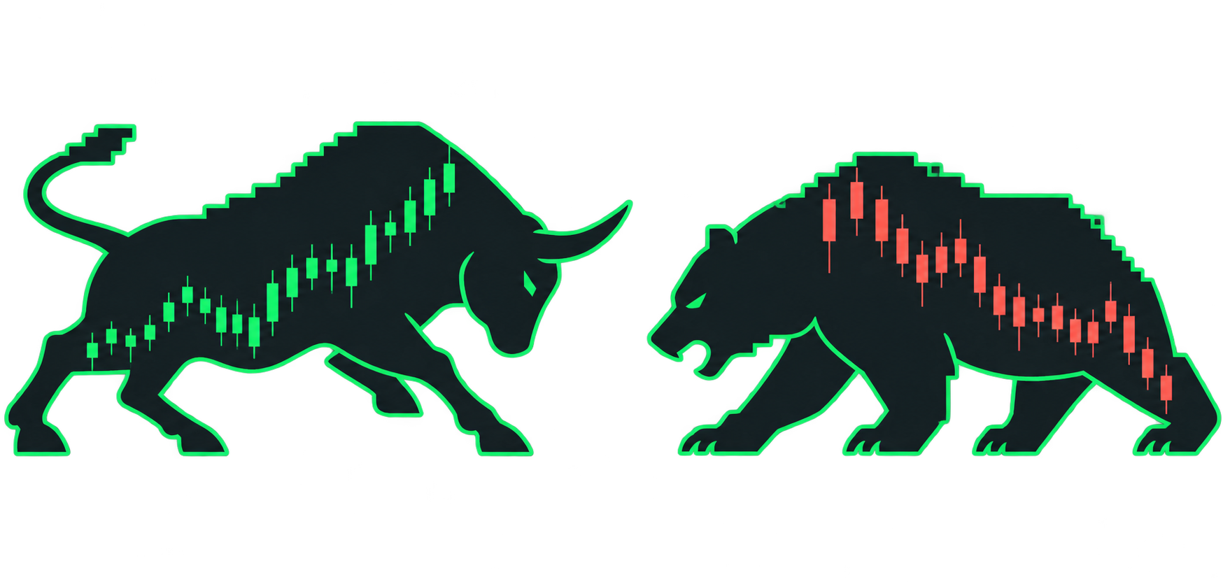 Bull and bear silhouettes