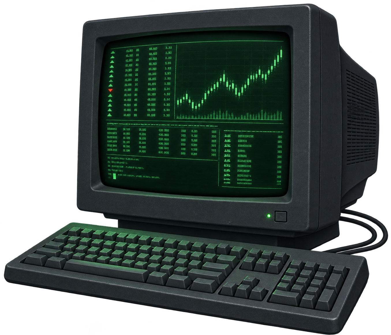 Retro CRT trading terminal